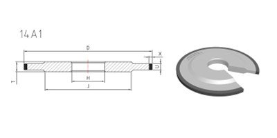 14A1 diamond grinding wheel drawing